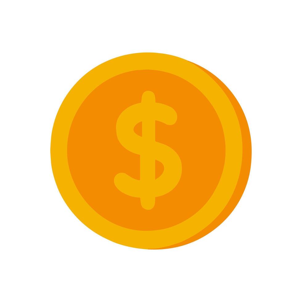 A golden coin displays value illustration design element vector