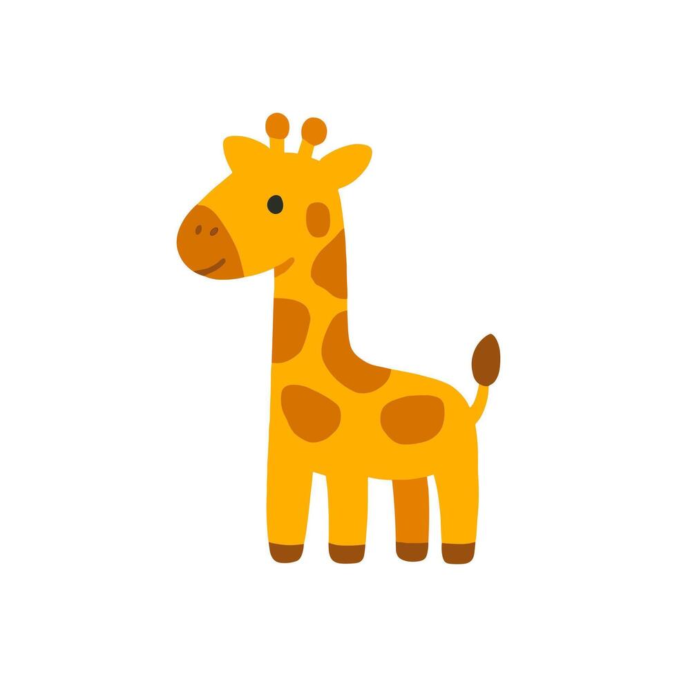Cheerful Cartoon Giraffe Standing Sideways illustration design element vector