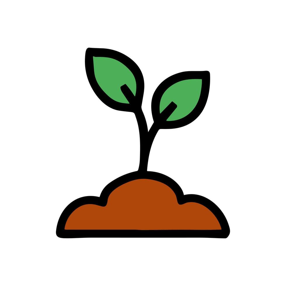 Tiny sprout emerges from dark soil icon illustration element vector