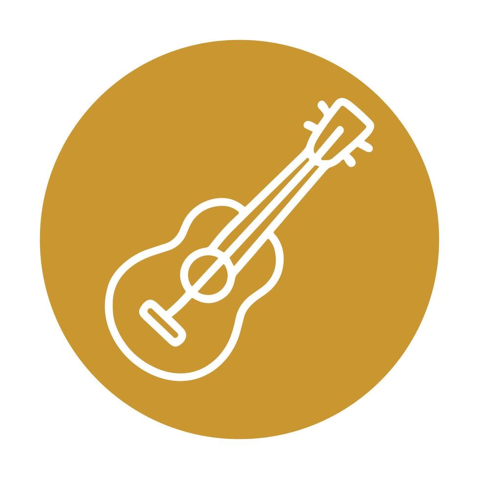 Golden circle features a simple ukulele icon illustration element vector