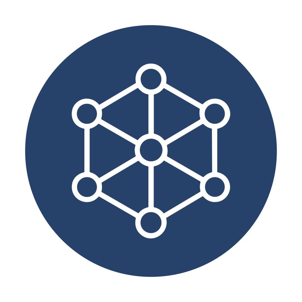 Abstract network within blue circle icon illustration element vector