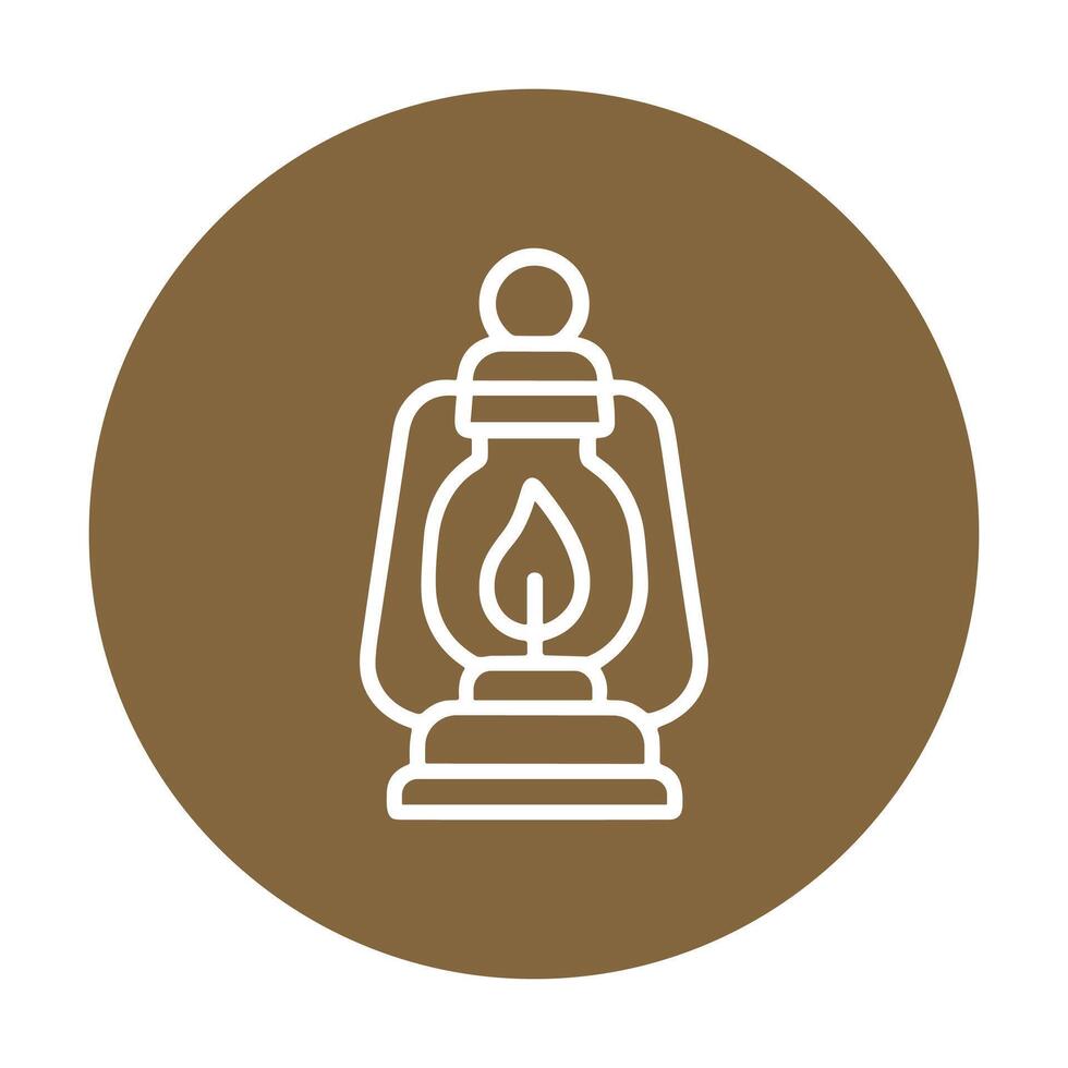 Classic lantern illuminates circular brown background icon illustration element vector