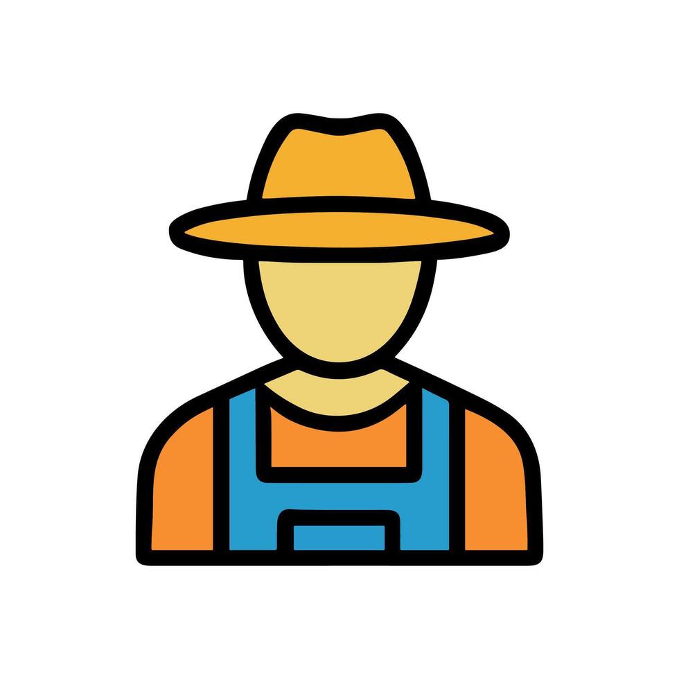 Farmer wearing hat and overalls icon icon illustration element vector