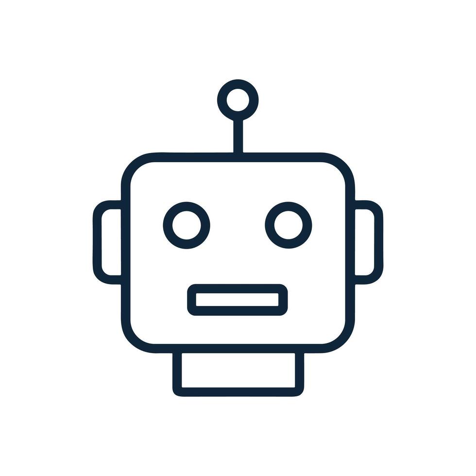 Square robotic face with simple features illustration design element vector