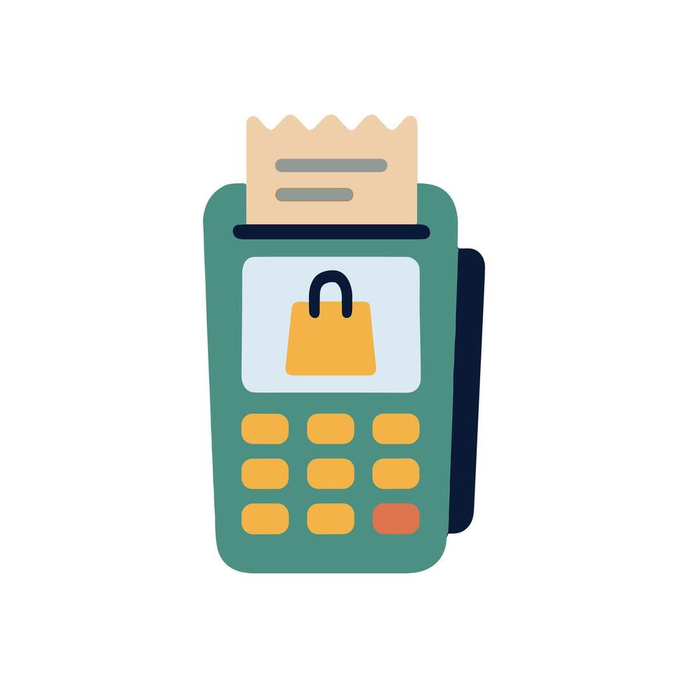 PointofSale terminal with shopping bag illustration design element vector