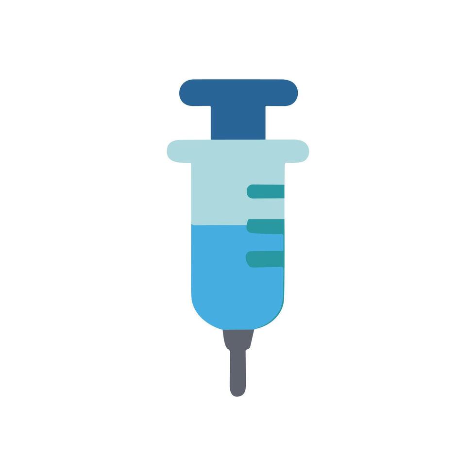 An illustration of a syringe filled with blue fluid vector