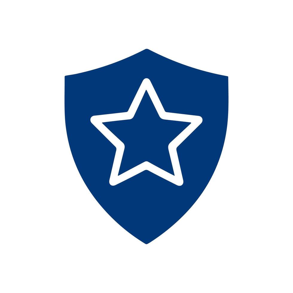 Blue shield with a white star icon illustration element vector