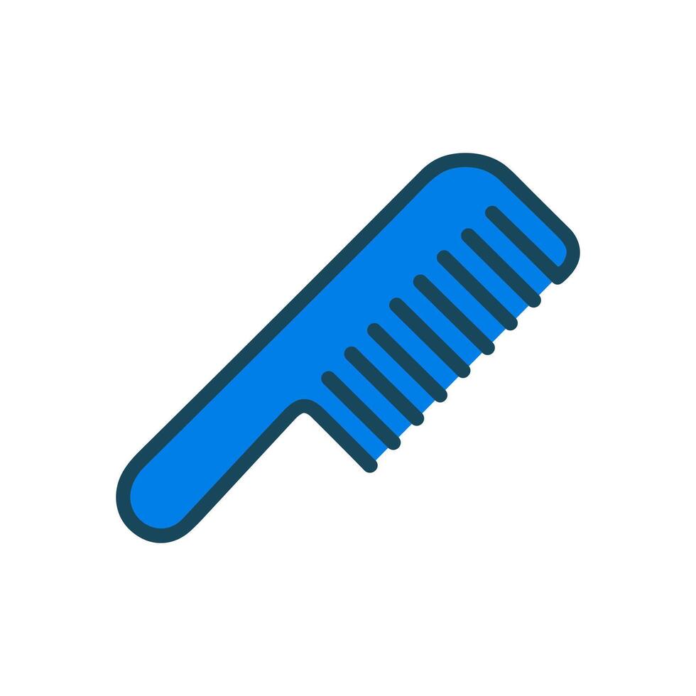Stylized blue comb with dark outline icon illustration element vector