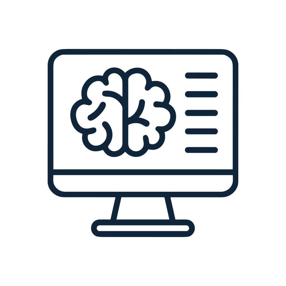 Computer screen displays brain image illustration design element vector