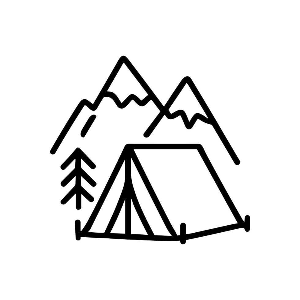 Mountains camping scene with tent illustration design element vector