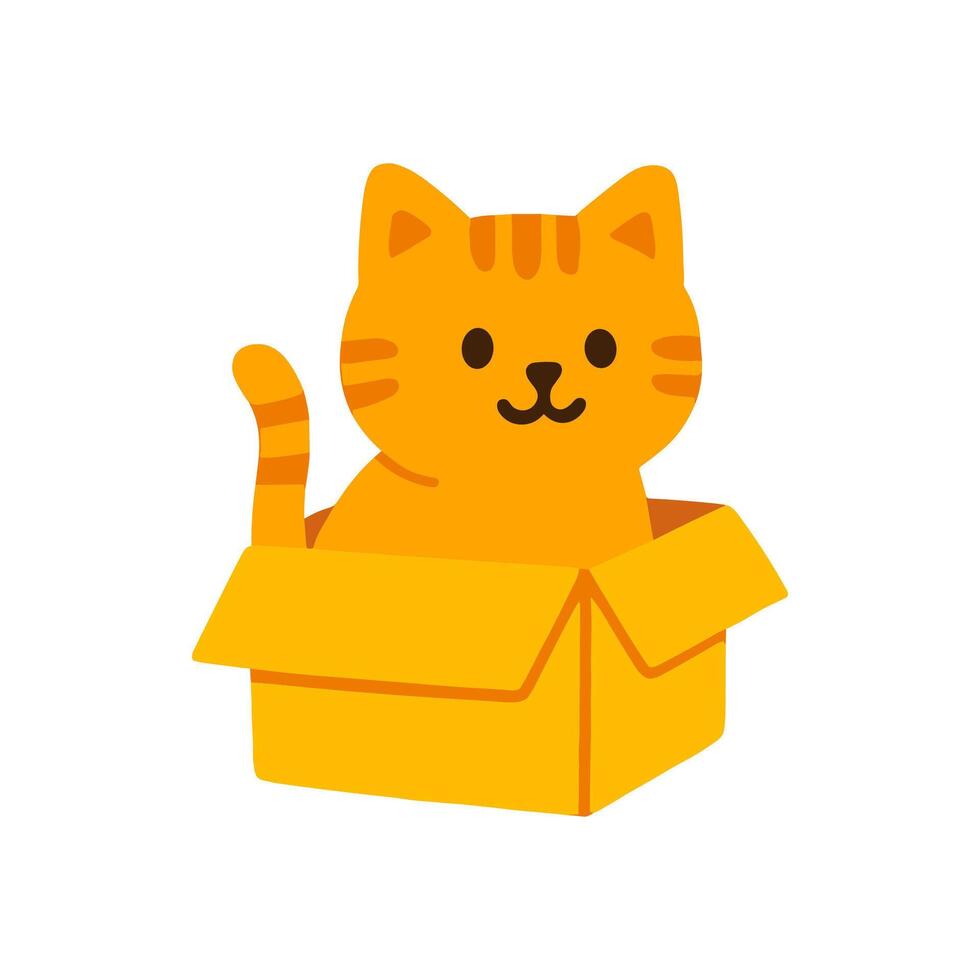 Playful kitty peeks from cardboard box illustration design element vector