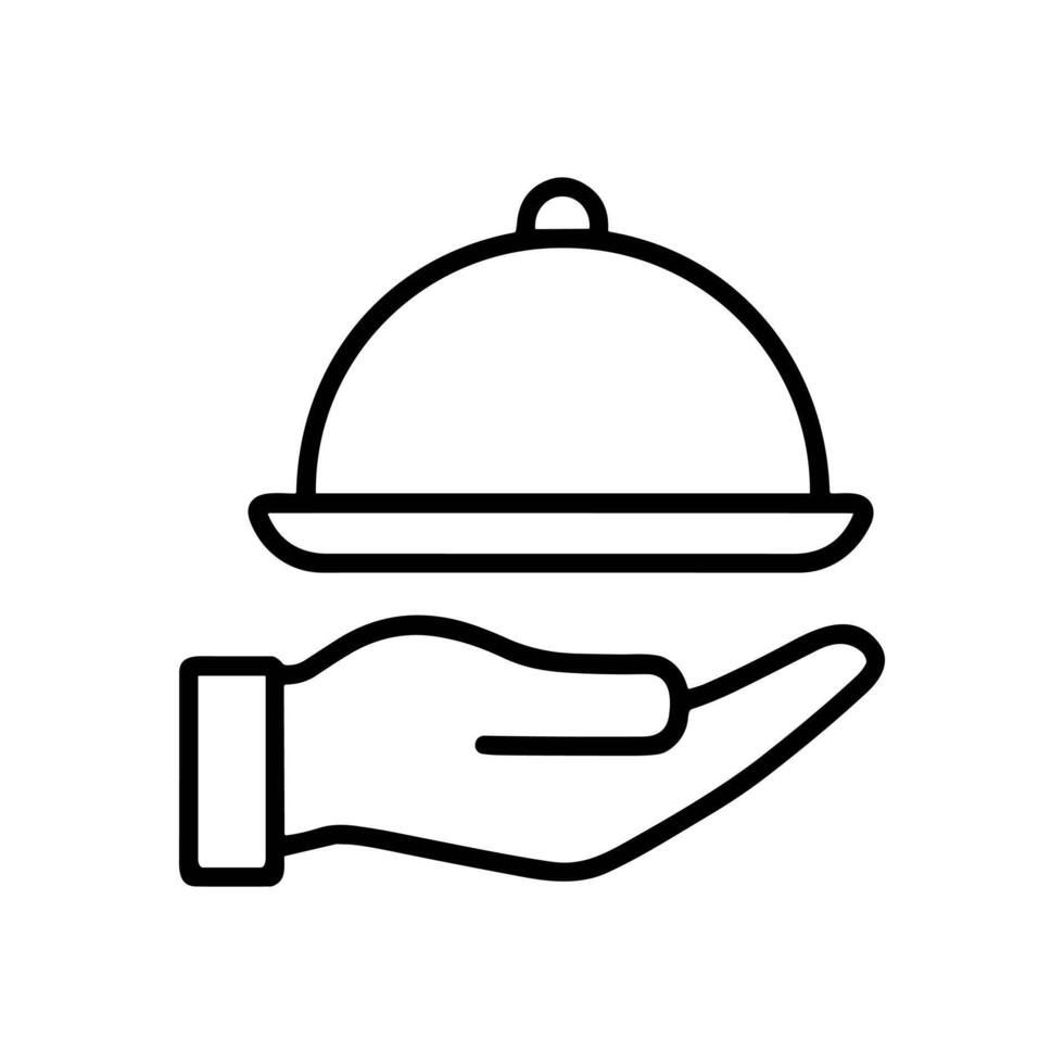 Hand presents covered dish offering illustration design element vector