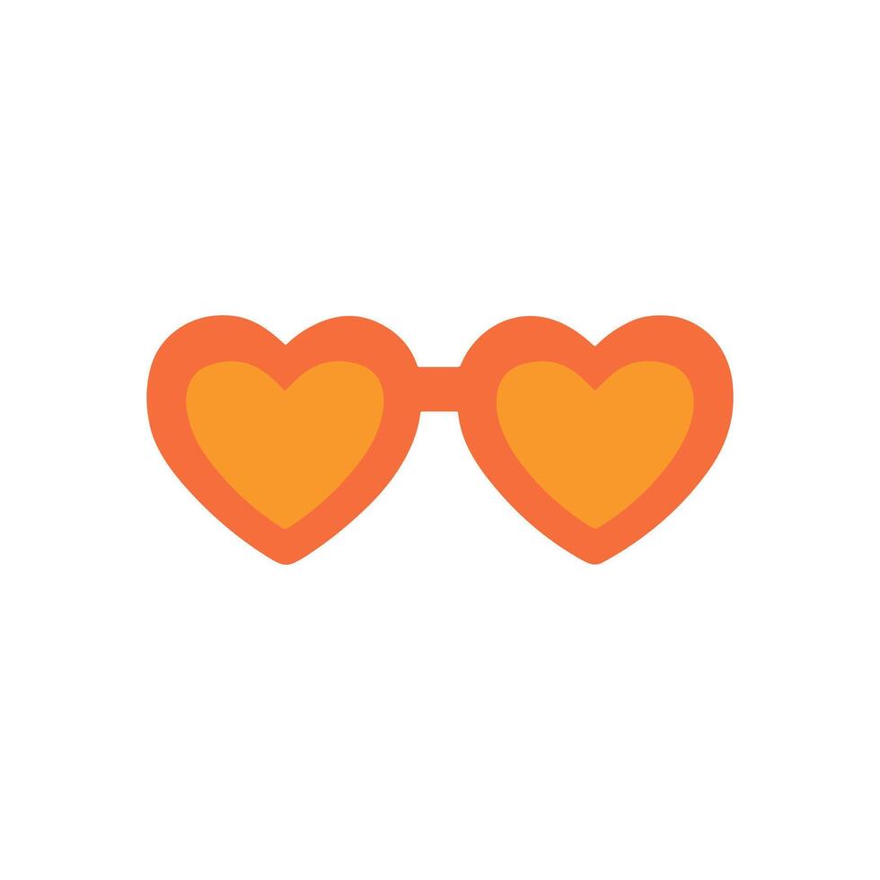 Orange heartshaped sunglasses against a white backdrop vector