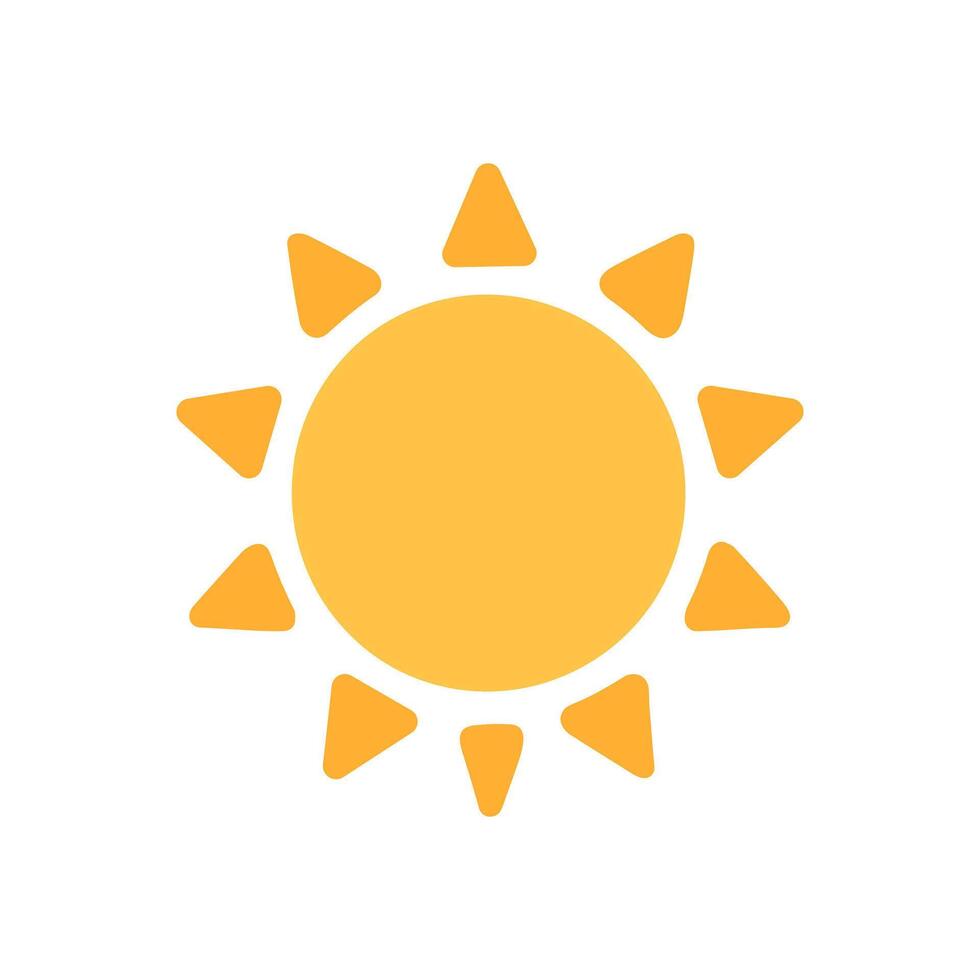 Yellow sun icon with triangular rays around a central circle vector