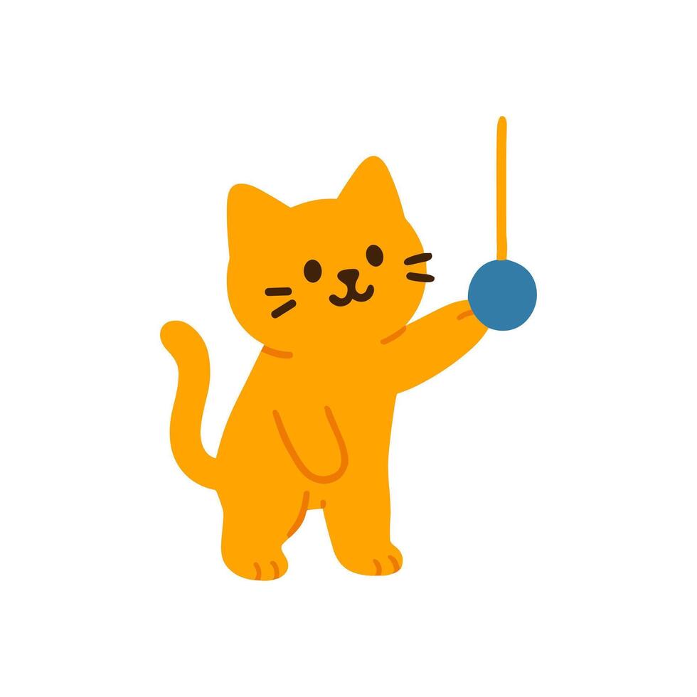 Playful cat batting at toy illustration design element vector