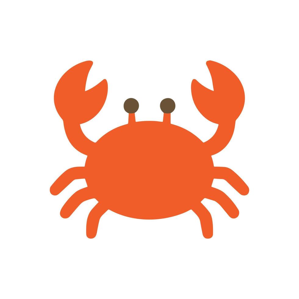 Orange crab with large claws and small brown eyes against a white background vector