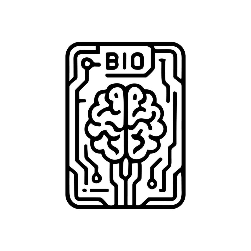 Brain chip blends biology and technology illustration design element vector