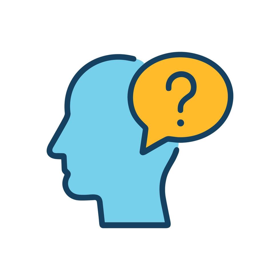 Thoughtful Head Questioning mind bubble icon illustration element vector