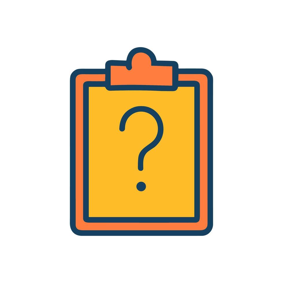 An orange clipboard with a question mark icon illustration element vector