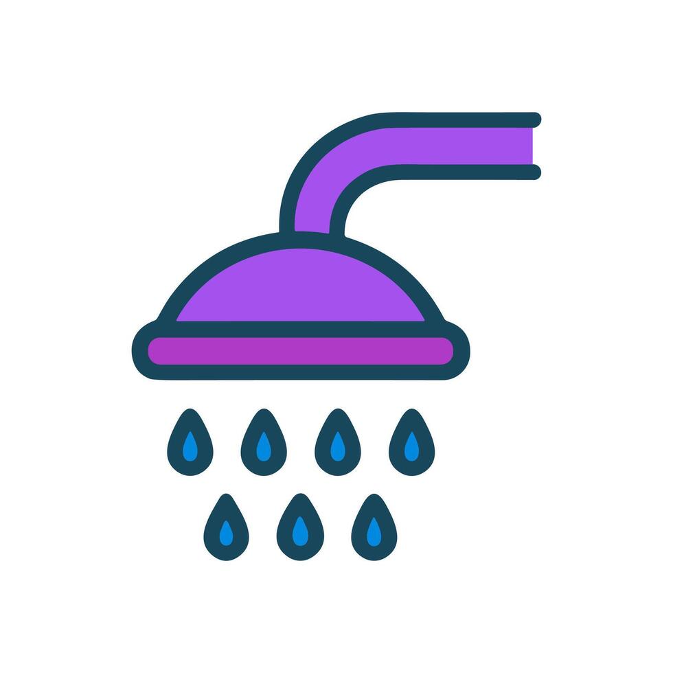 Cartoon showerhead raining blue water icon illustration element vector