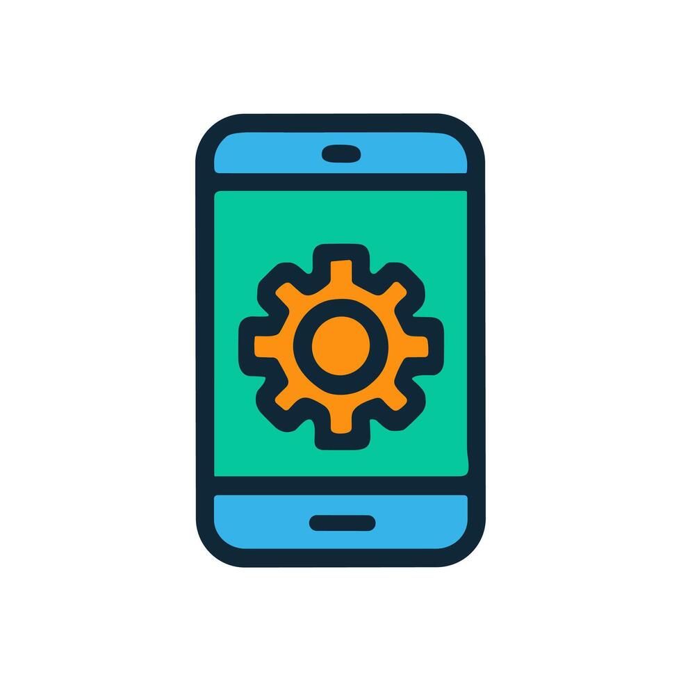 Application settings illustrated on smartphone screen icon illustration element vector