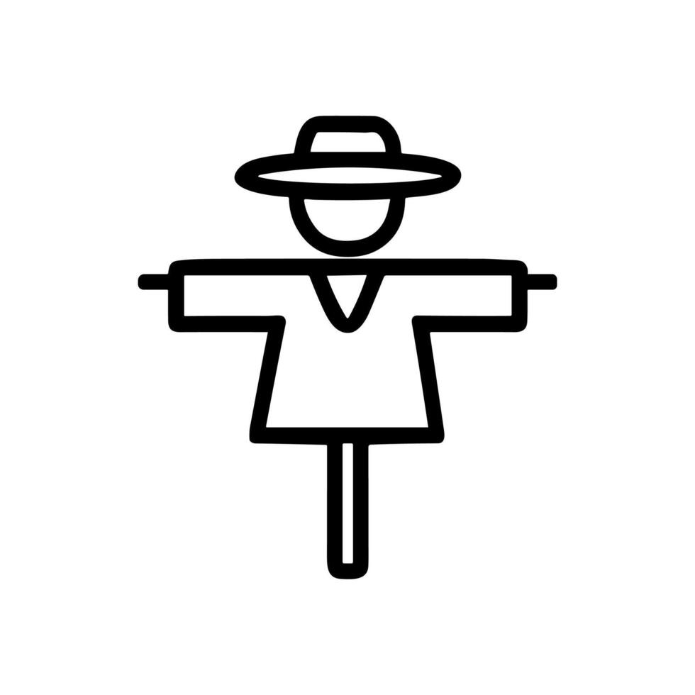 Line drawing of a scarecrow icon illustration element vector