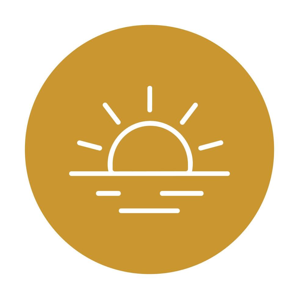 Sun rising over calm ocean icon illustration element vector