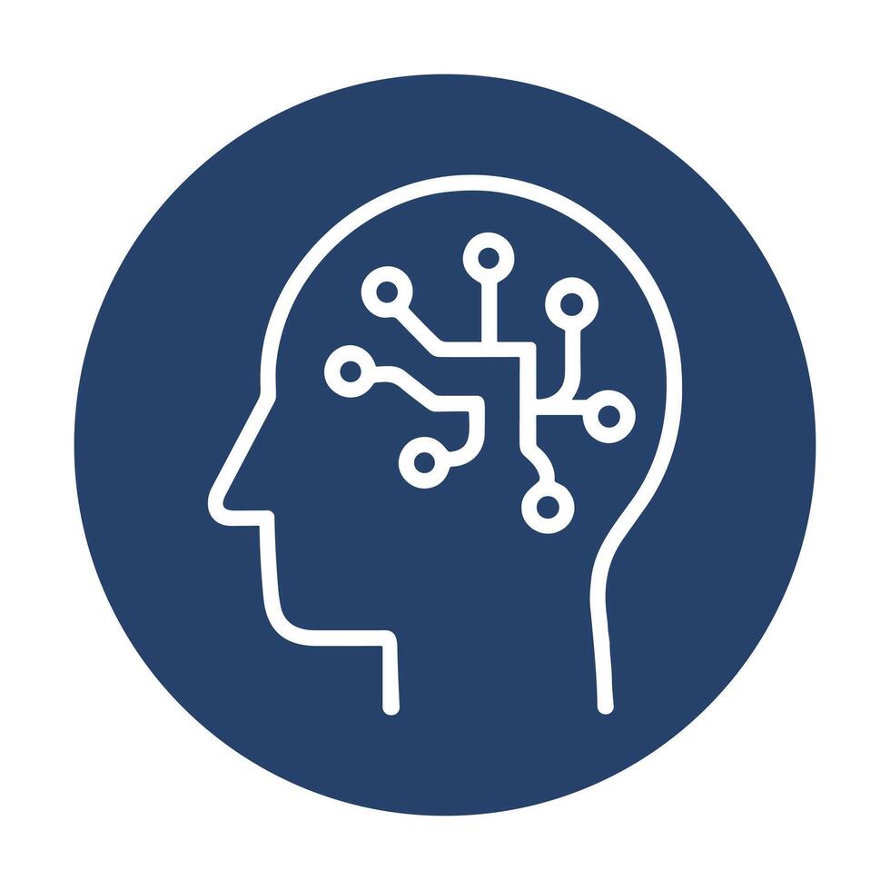 Artificial intelligence head in blue circle icon illustration element vector
