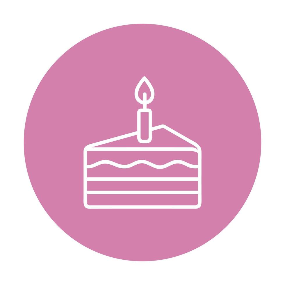 Delicate birthday slice with a candle icon illustration element vector