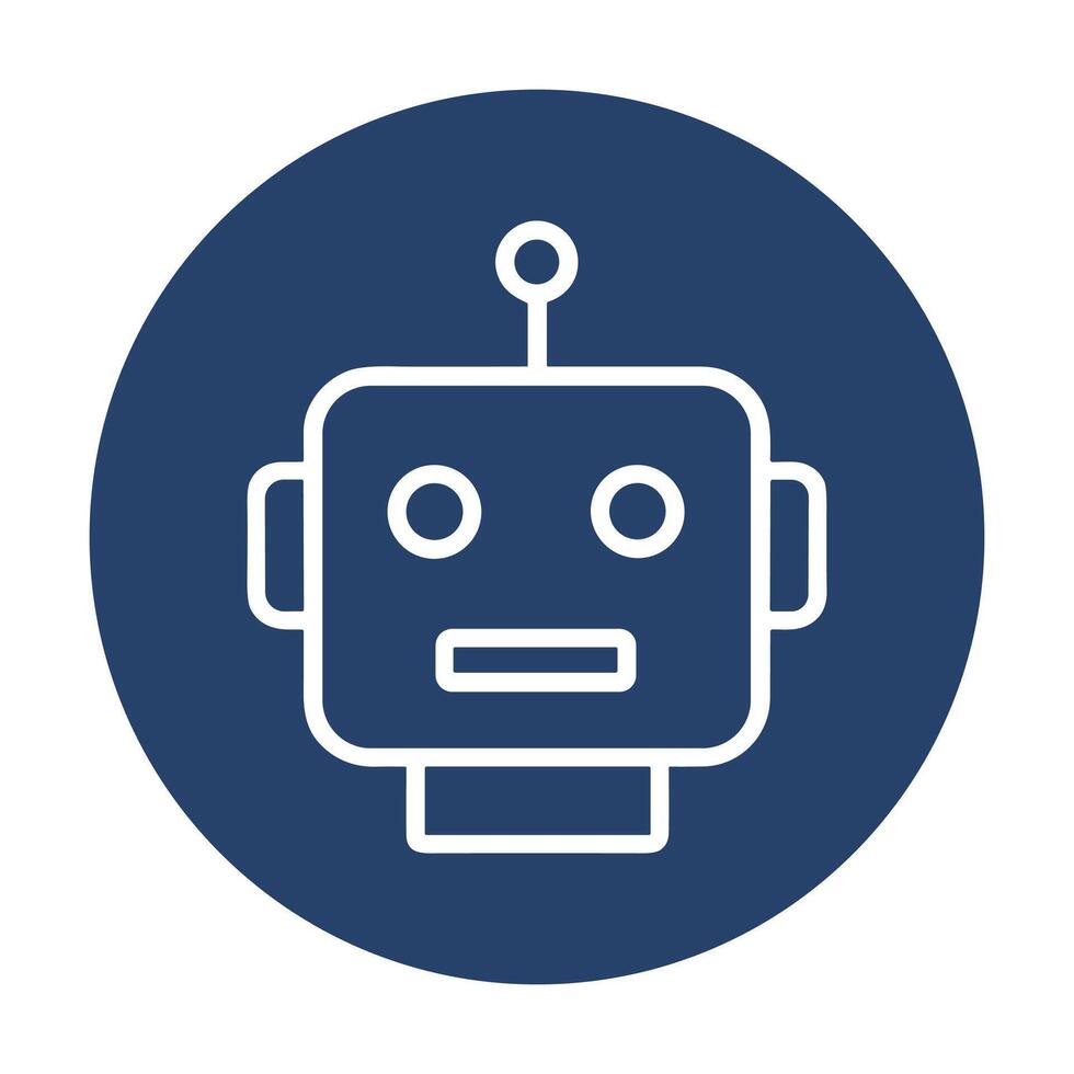 Robot head icon on blue circle icon illustration element vector