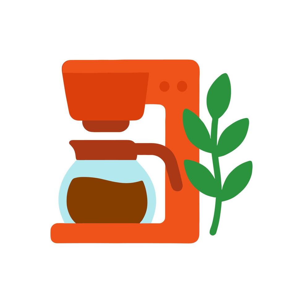 Coffee machine with plant icon illustration design element vector