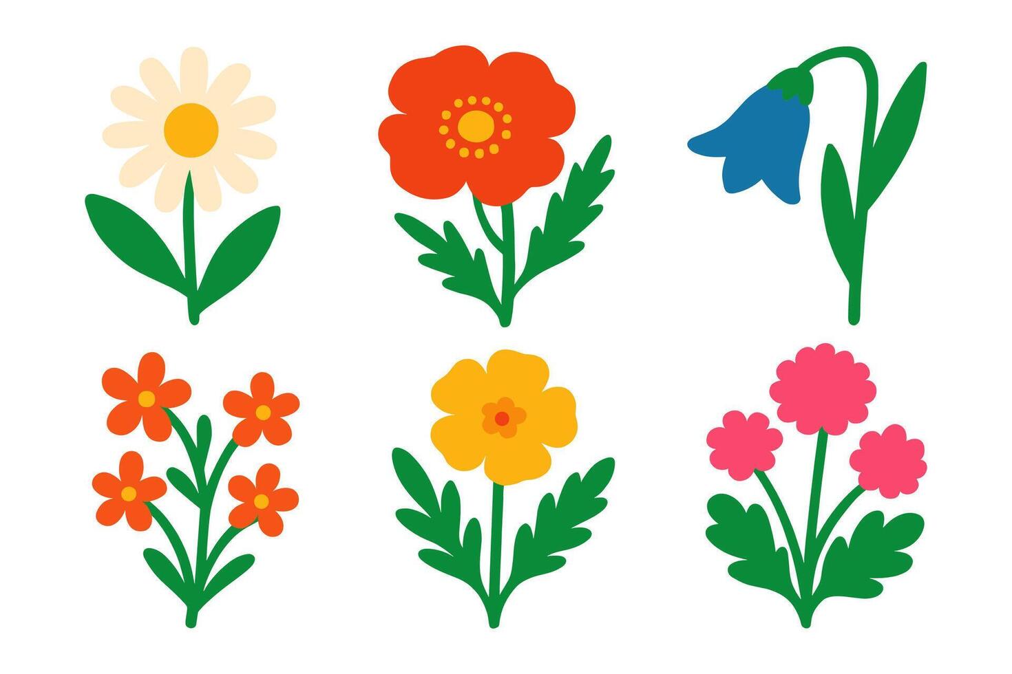 Colorful blooming flower set illustration design element vector