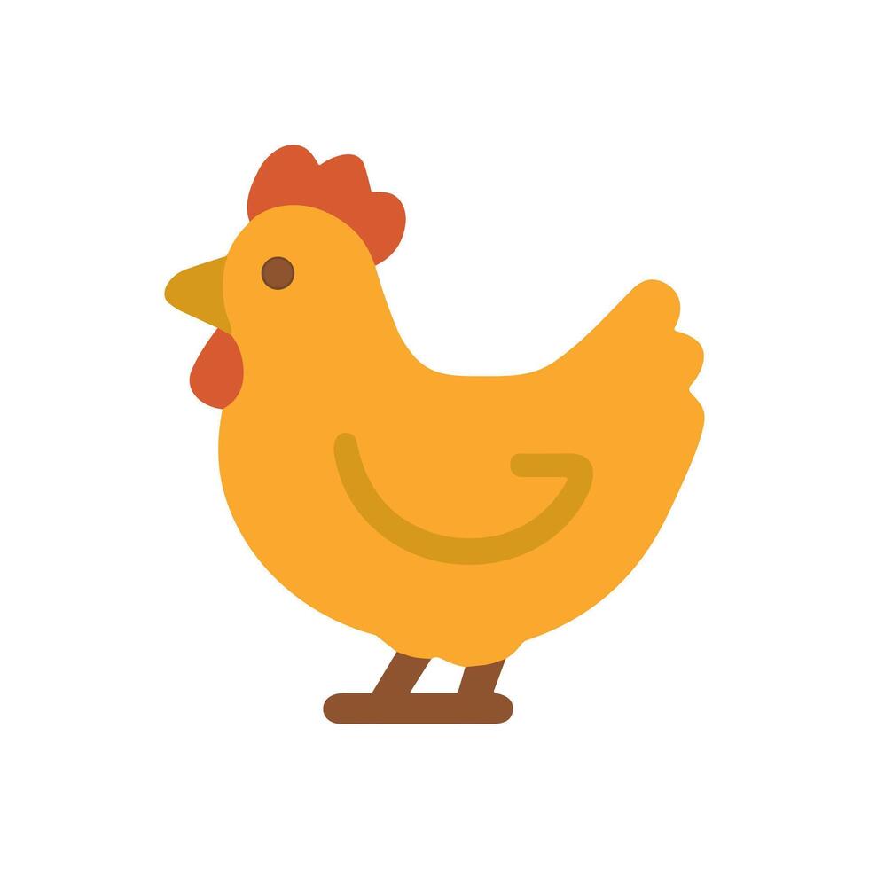 An orange hen a cartoonstyle fowl stands with brown legs and a red comb vector