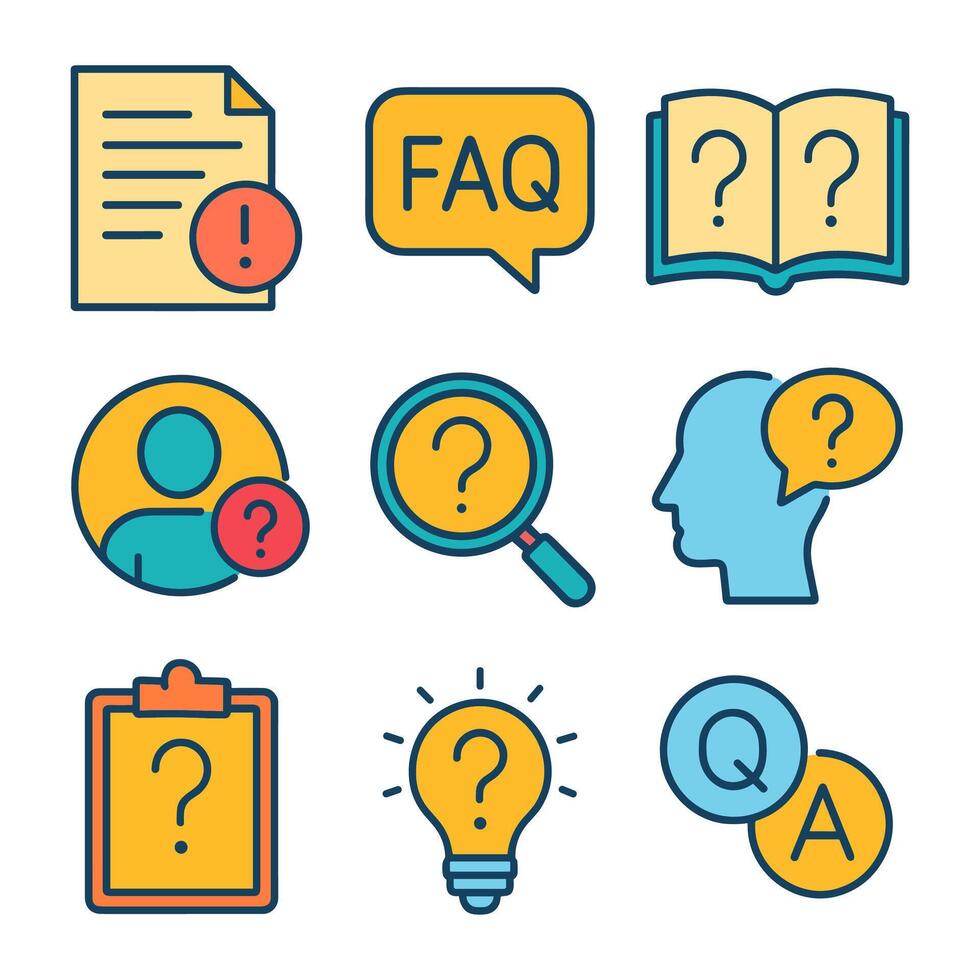 Illustrated guide to questions and answers icon illustration element vector
