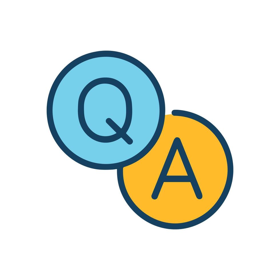 Colorful QA Questions and Answers Concept icon illustration element vector