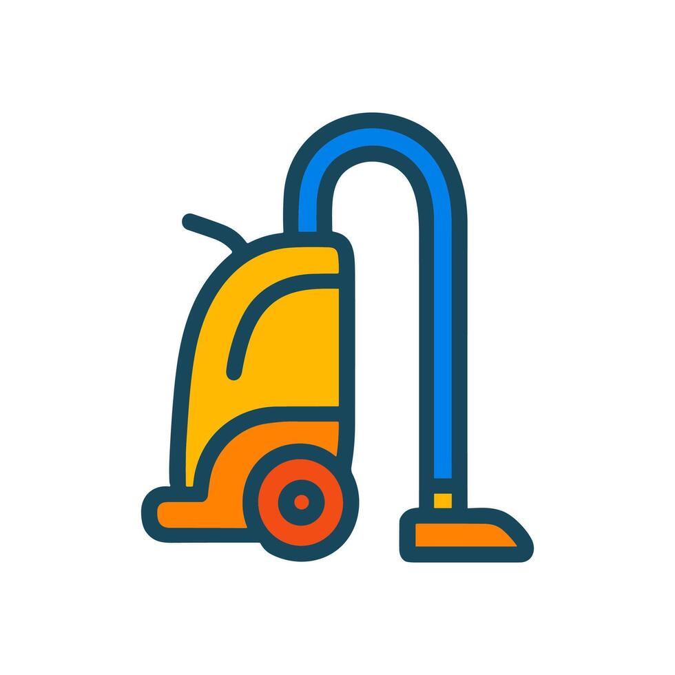 Cheerful cleaning companion upright vacuum gleams icon illustration element vector