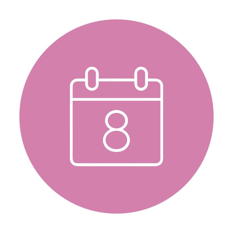 Eighth day calendar symbol on pink icon illustration element vector