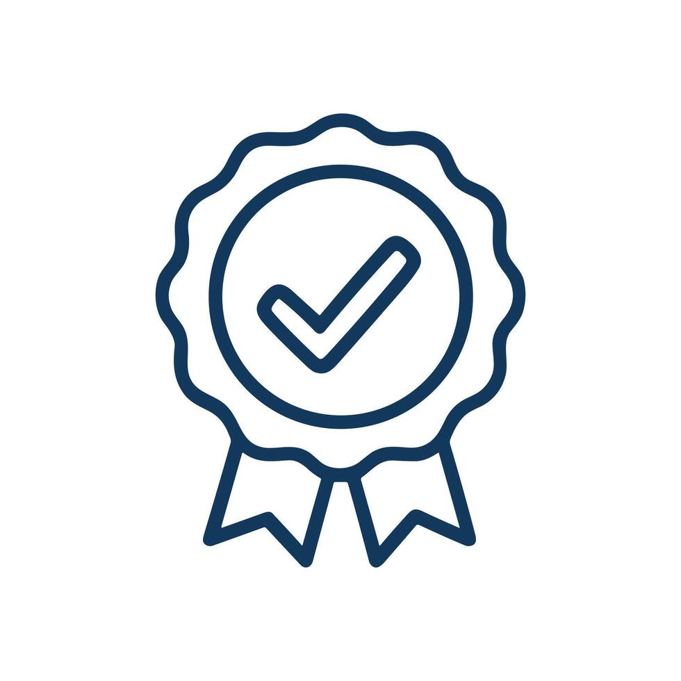 Quality emblem featuring a checkmark icon illustration design element vector