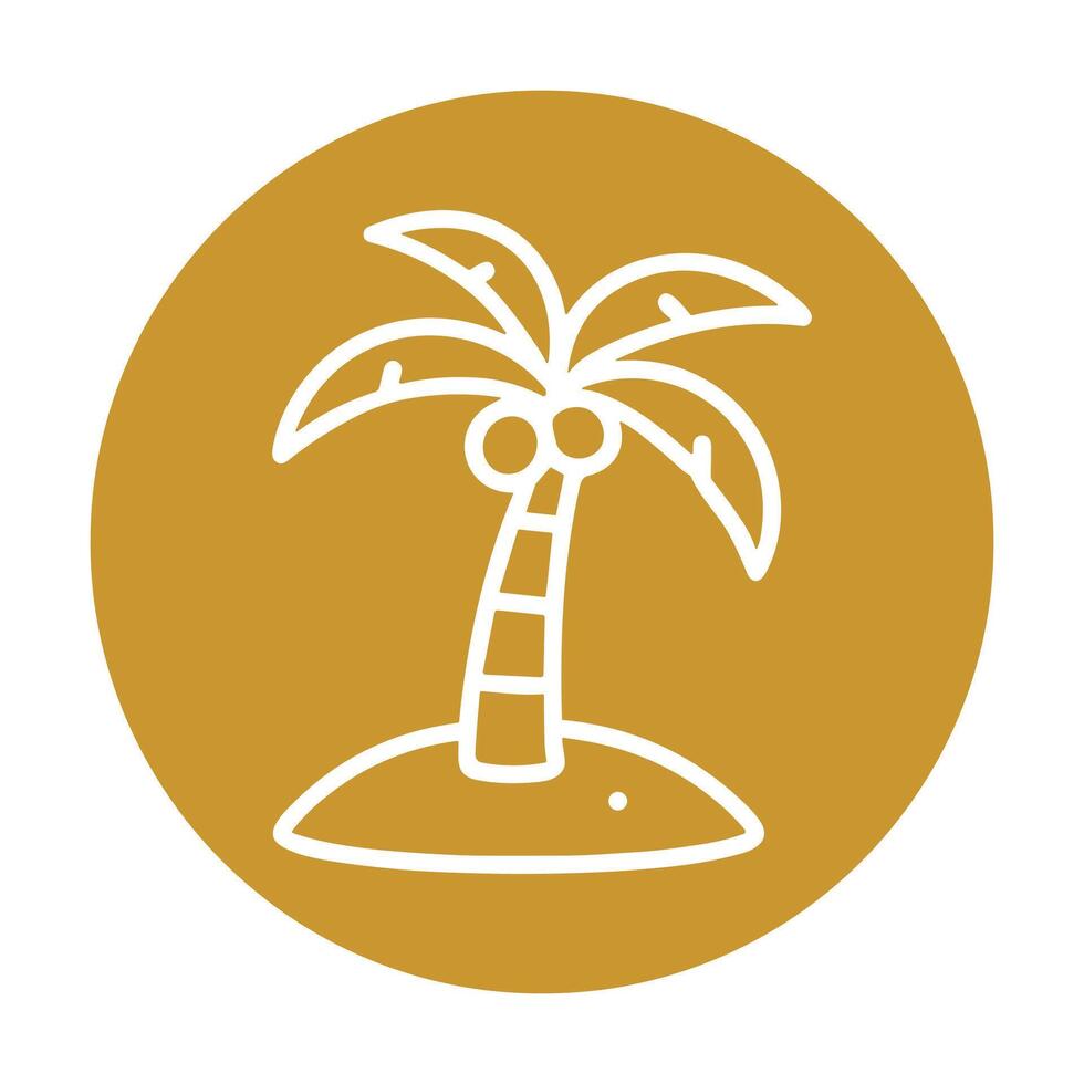 Island paradise with outlined coconut palm icon illustration element vector