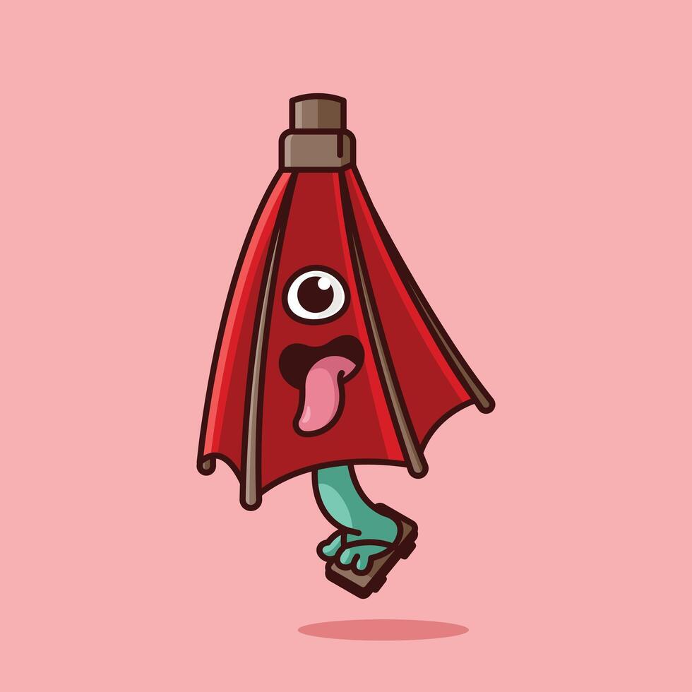 Simple Kasa Obake The Umbrella Ghost with One Eye cartoon illustration Collection of Japan ghost concept icon isolated vector