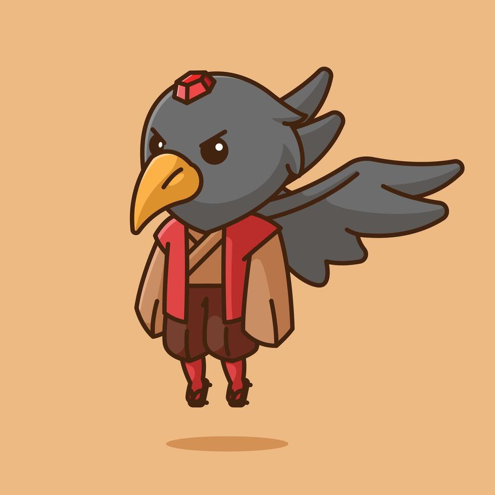 Simple Yatagarasu The Three Legged Crow of Myth and Mystery cartoon illustration Collection of Japan ghost concept icon isolated vector