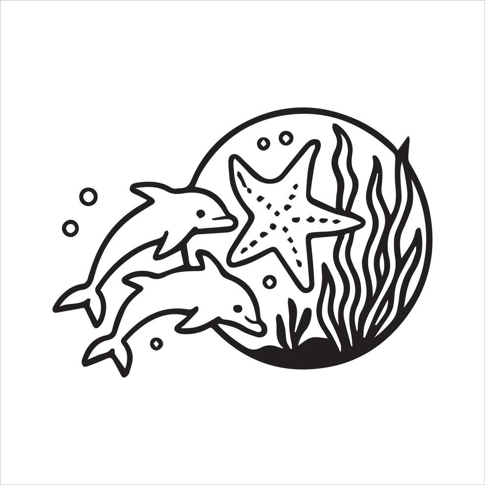 Swimming with Dolphins vector