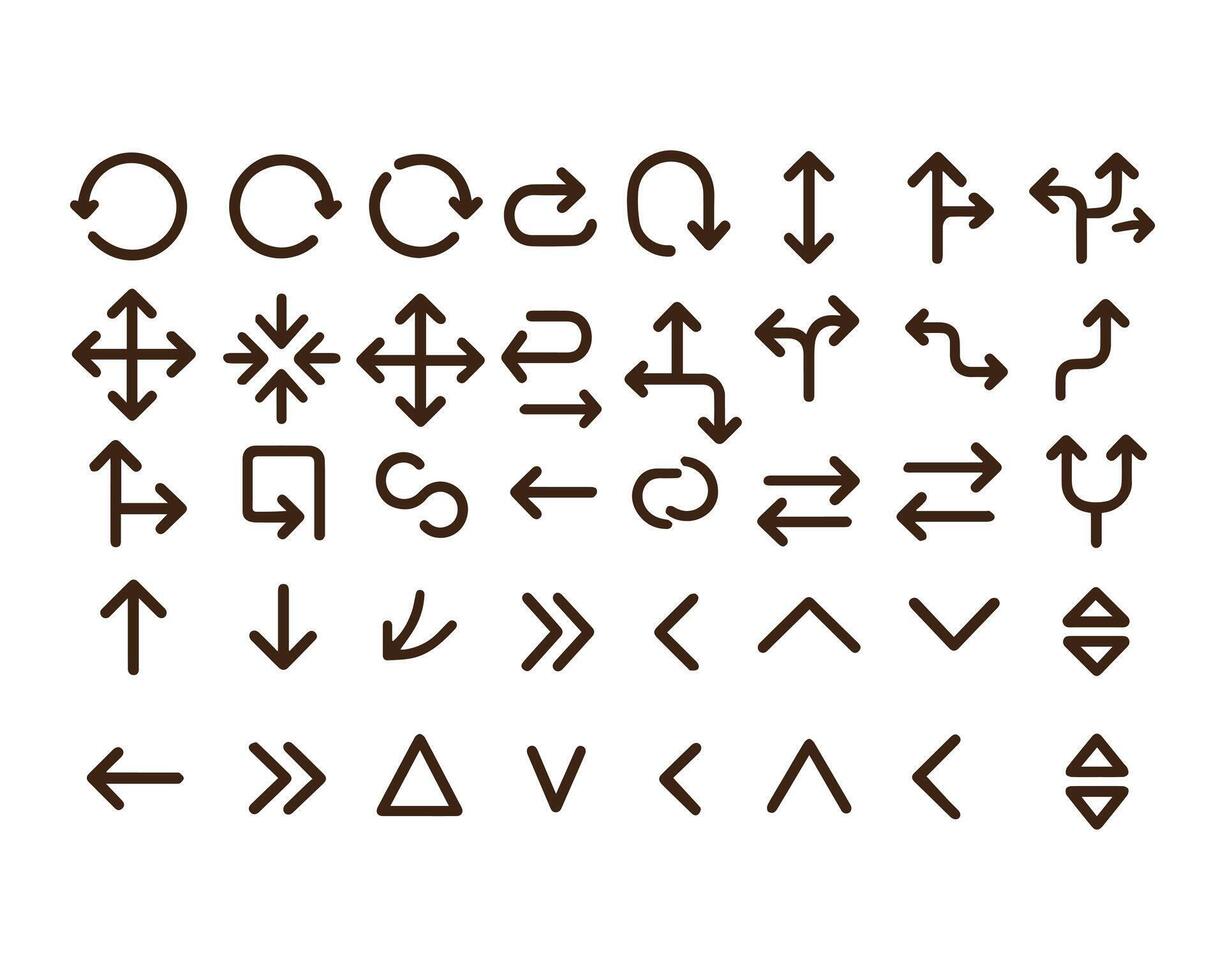 Linear arrow icons set vector