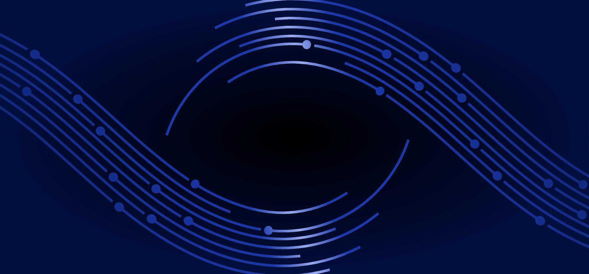 Waving blue lines connected by dots on dark background vector