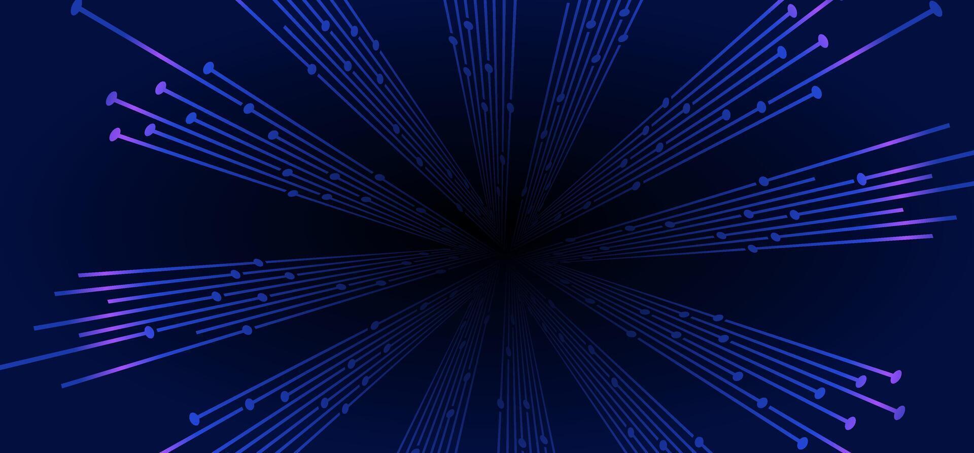 Radially oriented lines with circle accents, fading into darkness vector