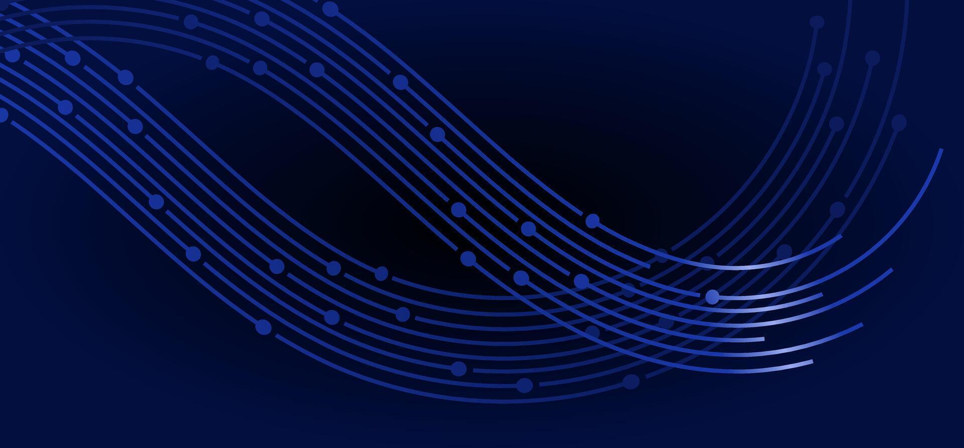 Blue lines curve across dark background, connected by circles vector