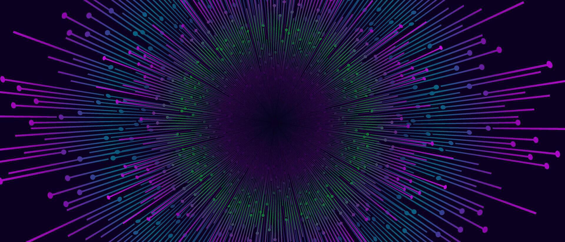 Radiating lines converge to a central point on dark background vector