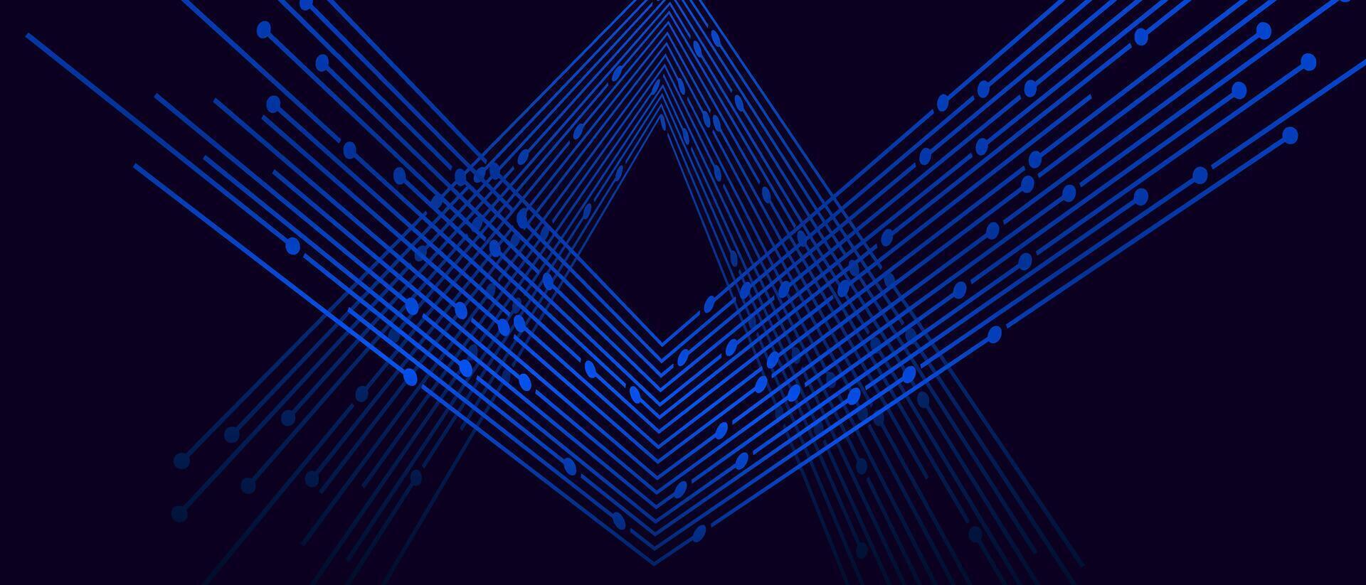 Blue lines converge, forming geometric shapes on dark background vector
