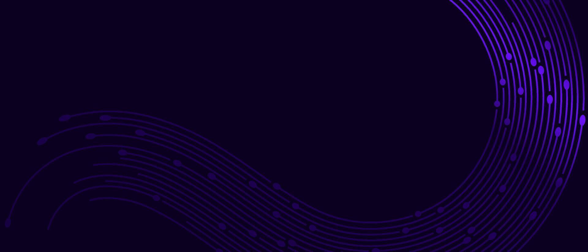 Dark backdrop with curved purple lines dots vector