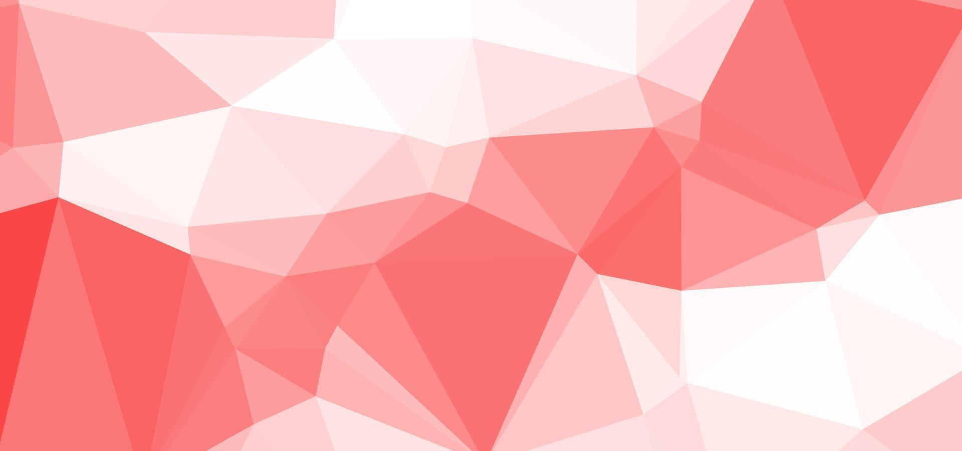 Abstract low-poly design red and white triangular facets vector